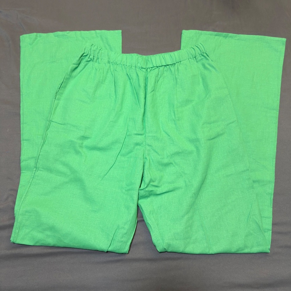 Commense Oversized Linen Tied Two Piece Pants Set in Green Size Small - Picture 4 of 8